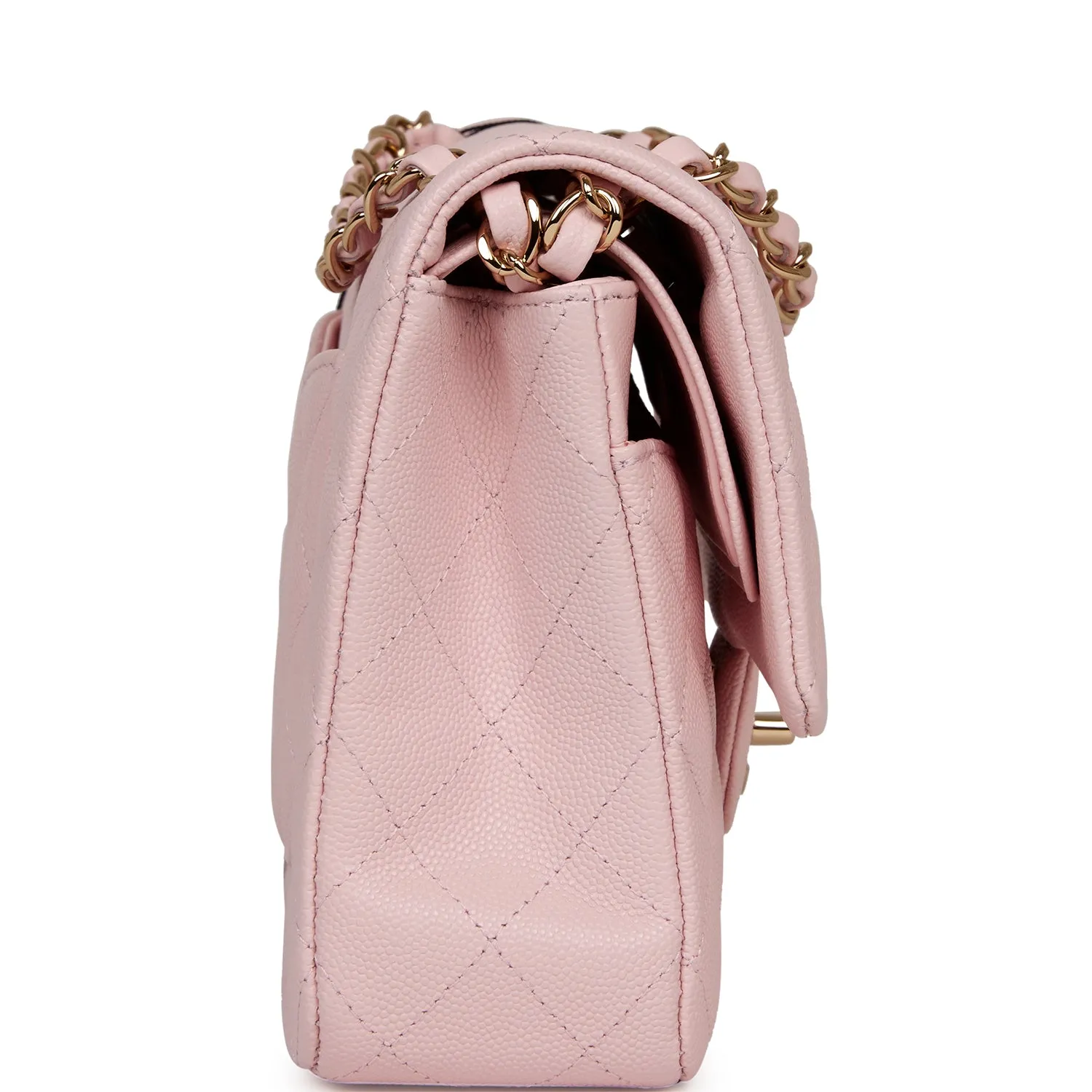 Chanel Medium Classic Double Flap Bag Light Pink Caviar Light Gold Hardware