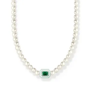 Choker Pearls With Green Stone