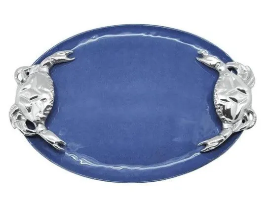 Cobalt Crab Handled Serving Tray