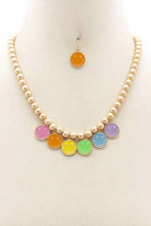 Colorful Happy Face Ball Bead Necklace