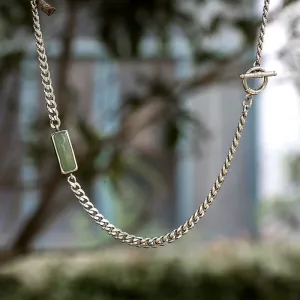 Cuban Link Aventurine Stainless Steel Necklace