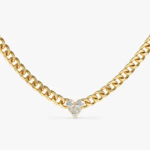 Dainty Diamond Heart Cuban Chain, Riley