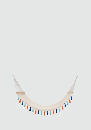 Deluxe Natural Cotton Hammock with Hue Inspired Tassels (Wooden Bar)