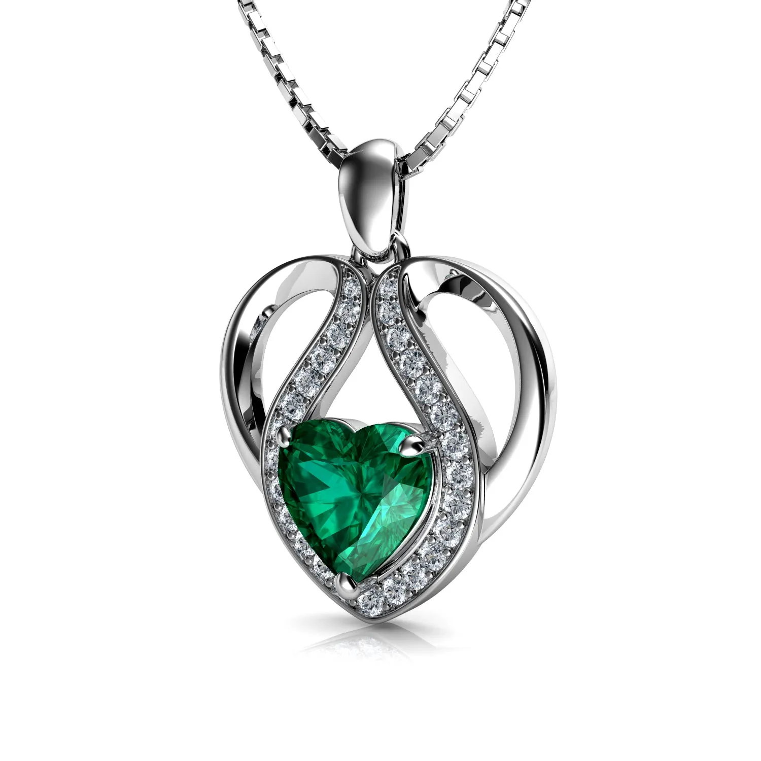 DEPHINI - Cute green necklace for Women - 925 sterling silver pendant