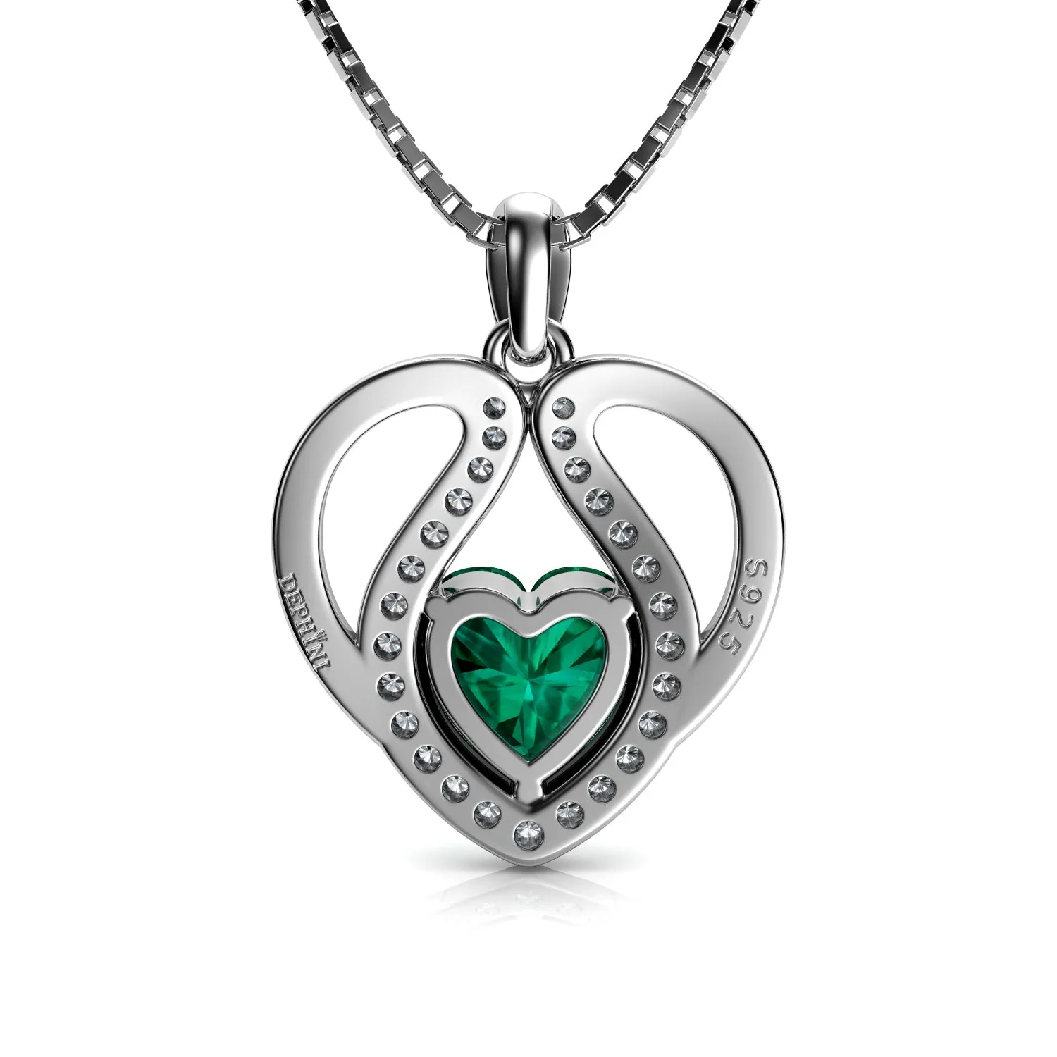 DEPHINI - Cute green necklace for Women - 925 sterling silver pendant