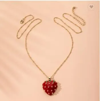 Design  Strawberry Pendant Necklace