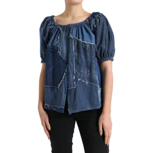 Dolce & Gabbana Elegant Cotton Denim Blouse Top