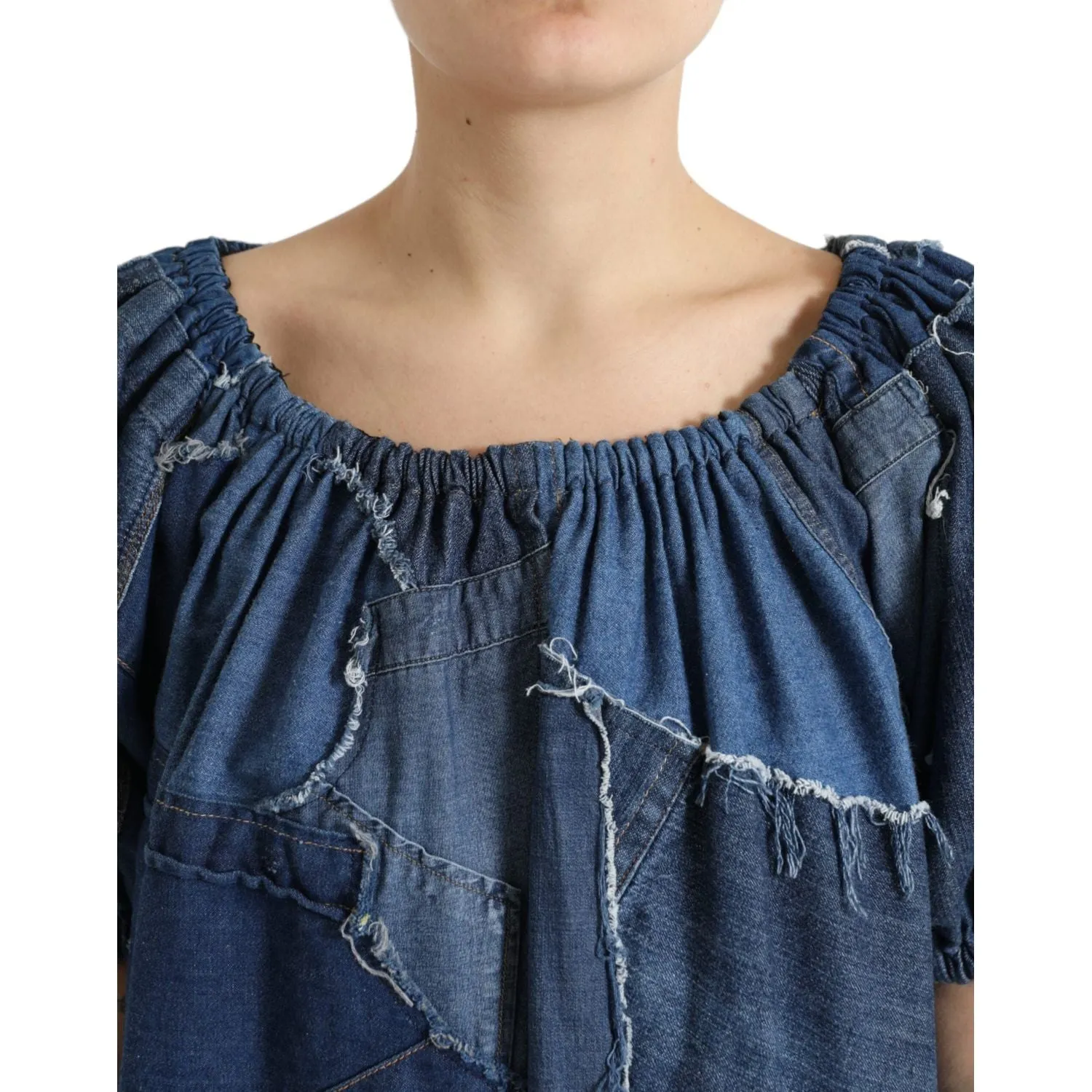 Dolce & Gabbana Elegant Cotton Denim Blouse Top