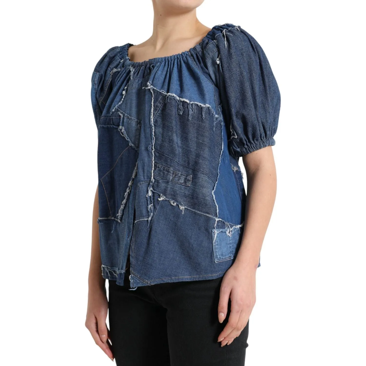 Dolce & Gabbana Elegant Cotton Denim Blouse Top