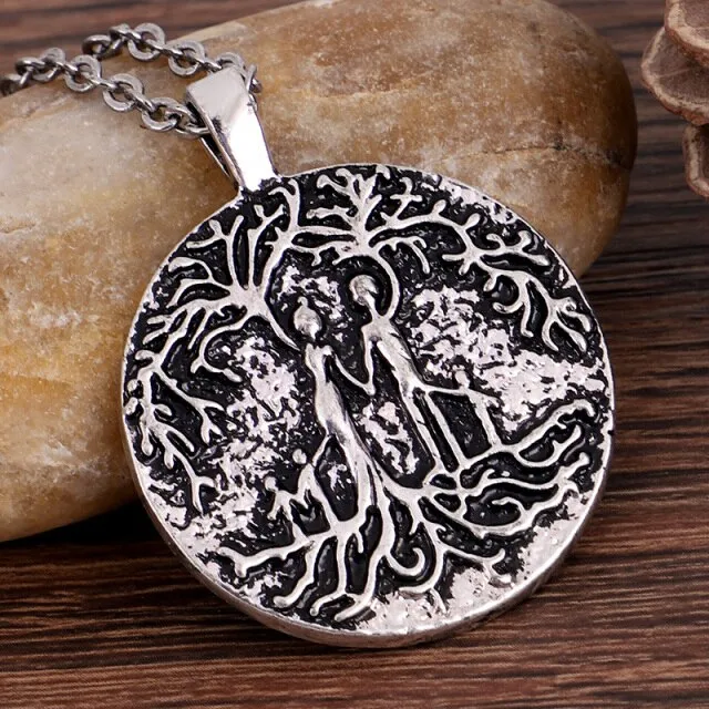 Double Side Carve Tree of Life Coin Pendant