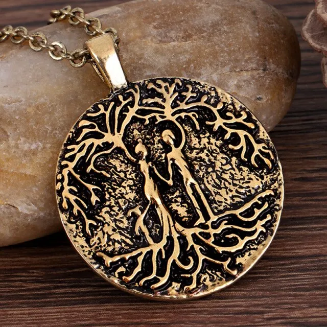 Double Side Carve Tree of Life Coin Pendant