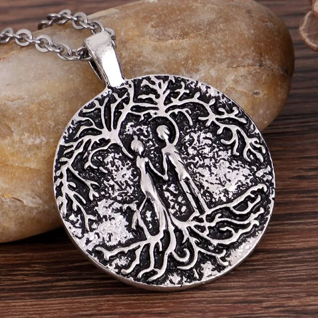 Double Side Carve Tree of Life Coin Pendant