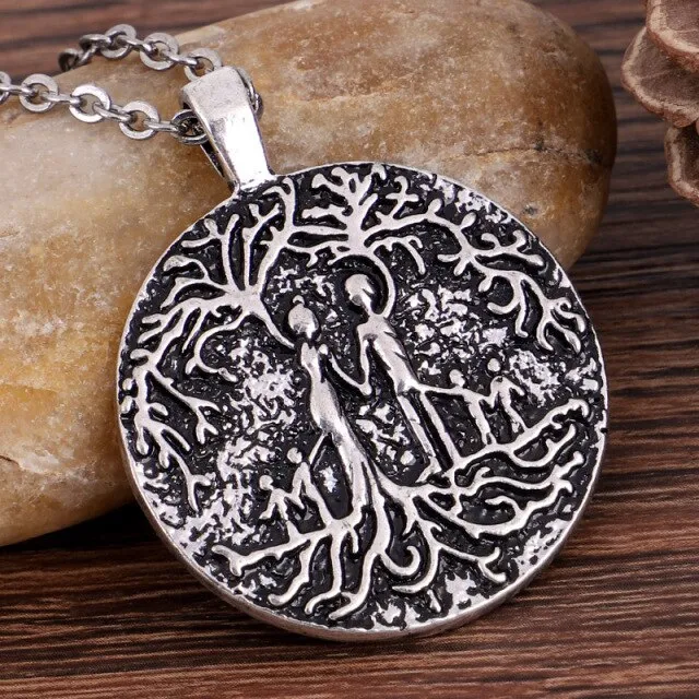 Double Side Carve Tree of Life Coin Pendant