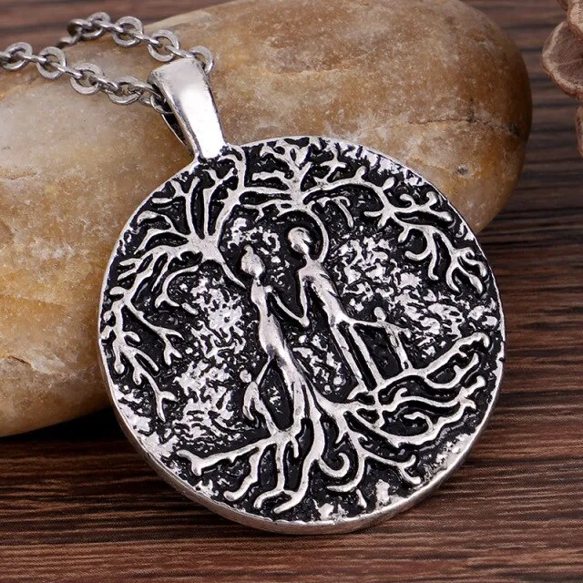 Double Side Carve Tree of Life Coin Pendant