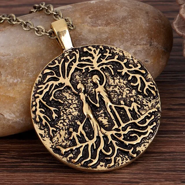 Double Side Carve Tree of Life Coin Pendant