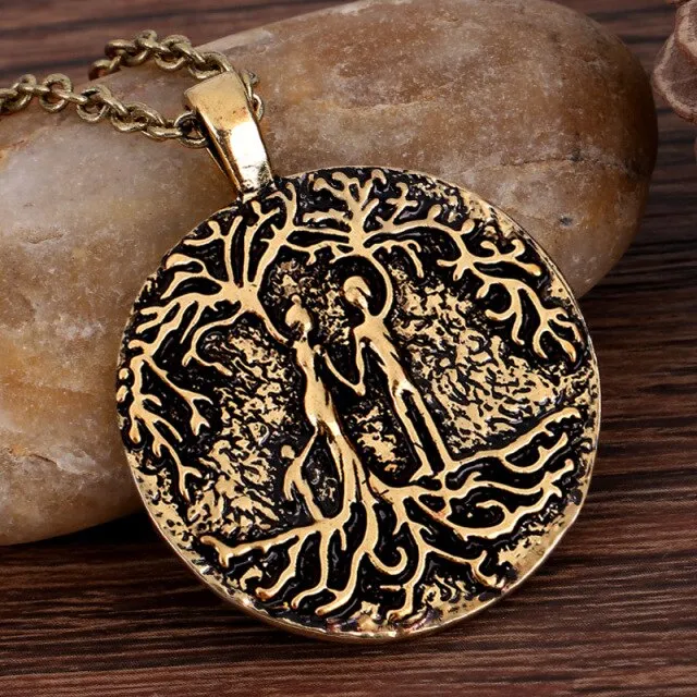 Double Side Carve Tree of Life Coin Pendant