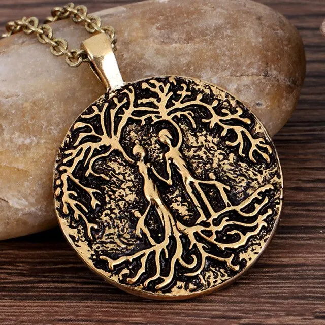 Double Side Carve Tree of Life Coin Pendant