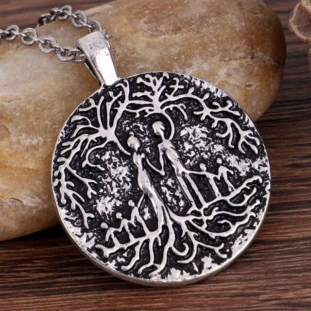 Double Side Carve Tree of Life Coin Pendant