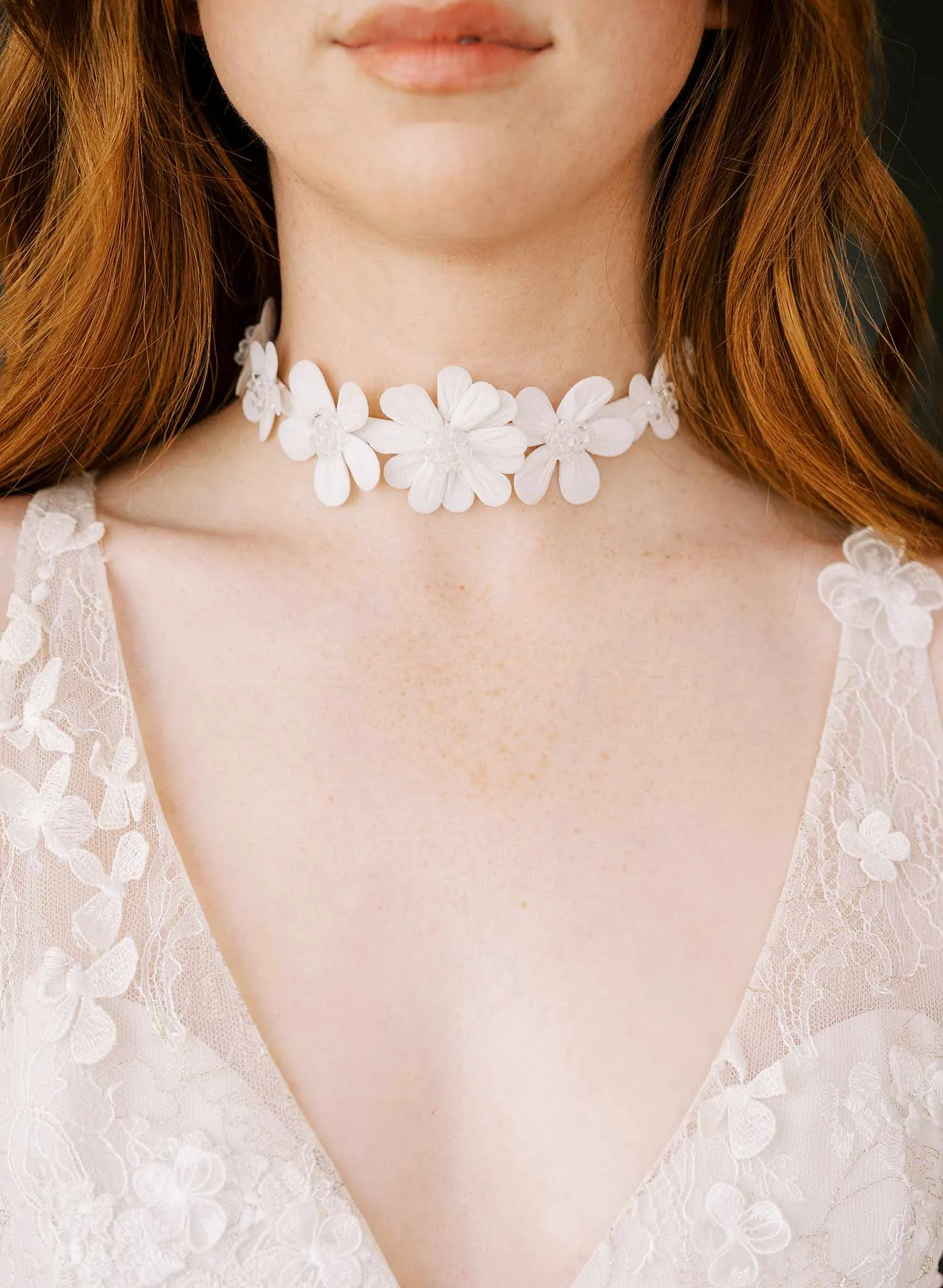 Embroidered primrose choker necklace - Style #2405