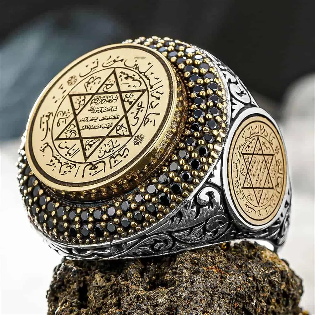 Engraved Seal of Solomon Silver Ring