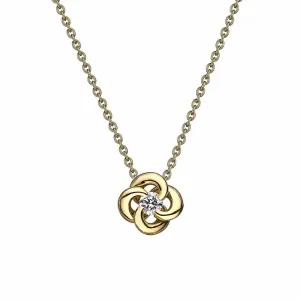 Entwined Petal Flower Necklace - 18ct Yellow Gold & 0.10ct Diamond