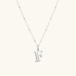 F Initial Pendant Necklace In Silver