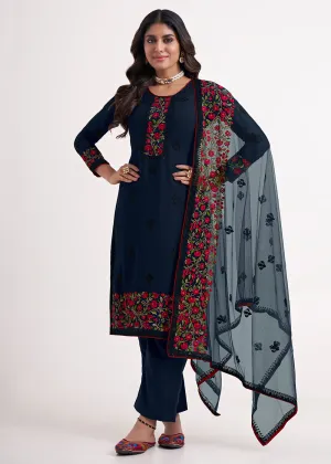 Fancy Beauteous Navy Blue Eid Festive Salwar Suit