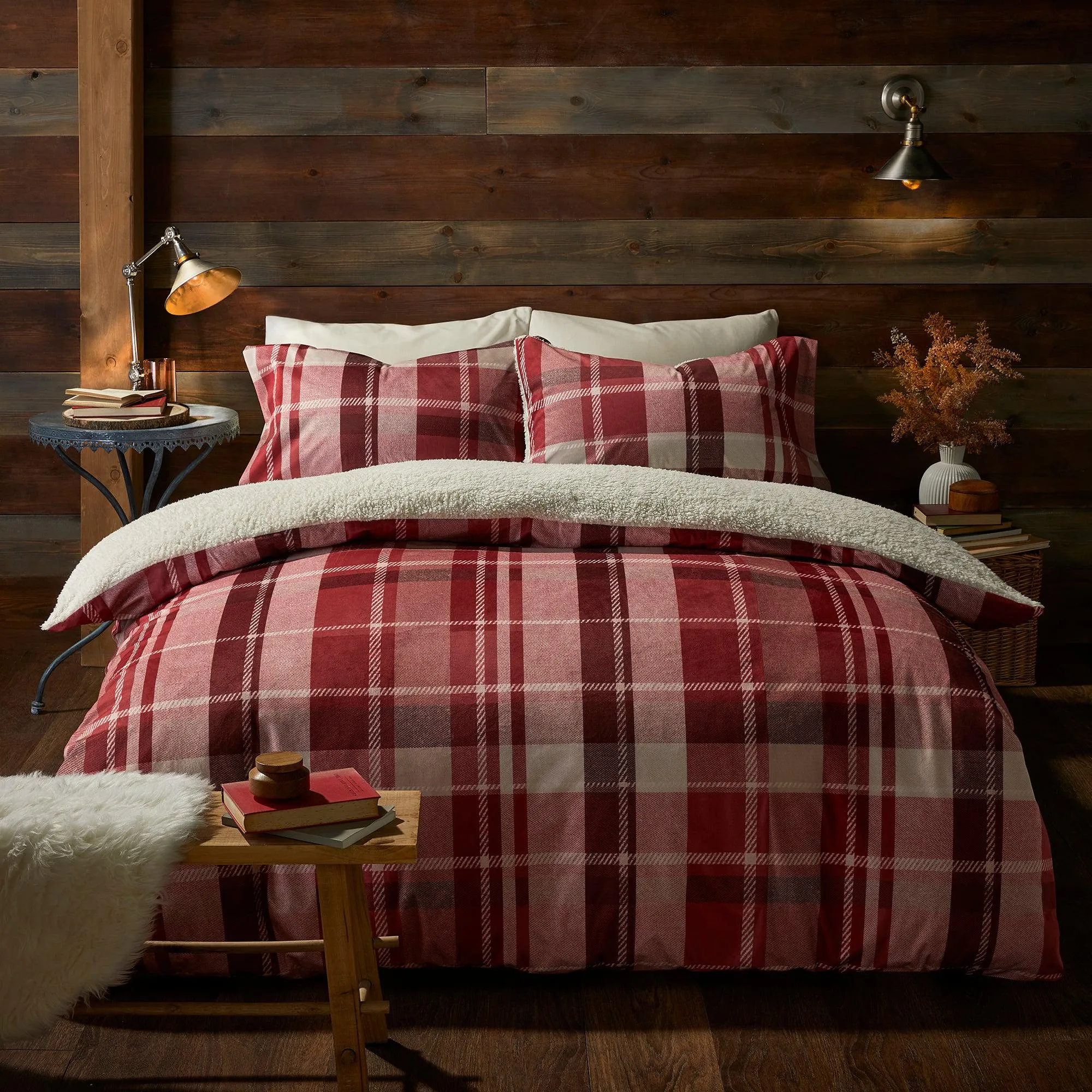 Fusion Snug Mulford Check Duvet Cover Set - Red