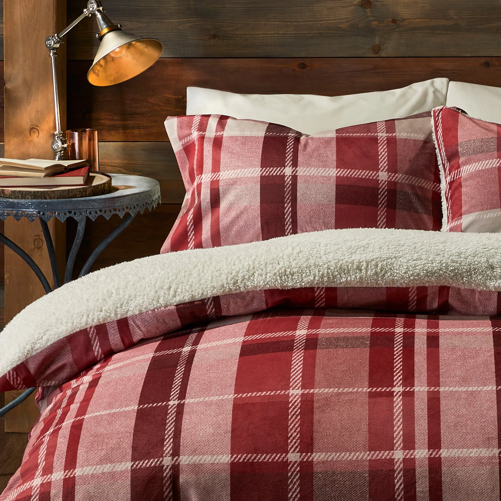 Fusion Snug Mulford Check Duvet Cover Set - Red