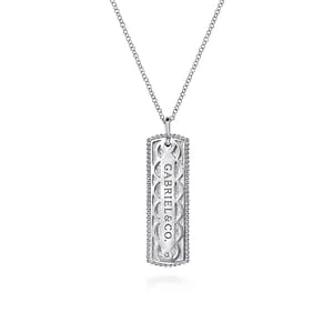 Gabriel & Co Silver  Bujukan ID Tag Pendant Necklace