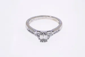 Gem Art Baguette Diamond Engagement Ring 14K 585 White Gold Band Size 7