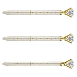 Gem Pen - Ivory Gold Polka Dots