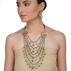 Gold Plated Sankrant Panch Lada Kundan Necklace Set