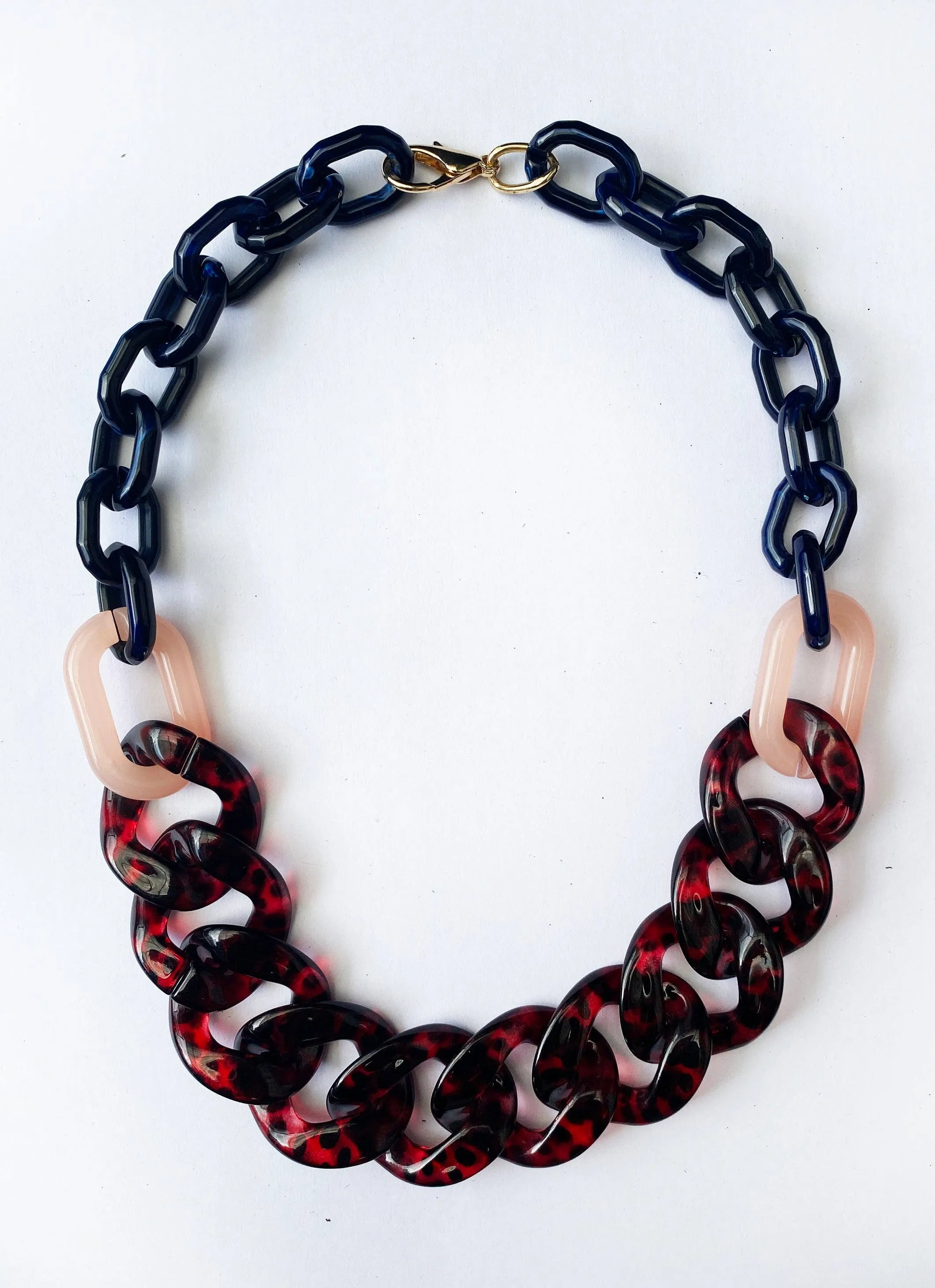 Infinite Colors Ruth Necklace - Red Tortoise Shell Pink Navy