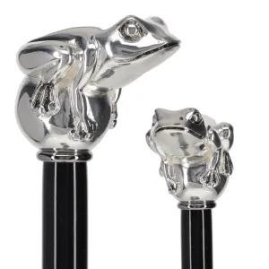 Italian Luxury Silver 925 Frog Walking Stick: Elegant Design