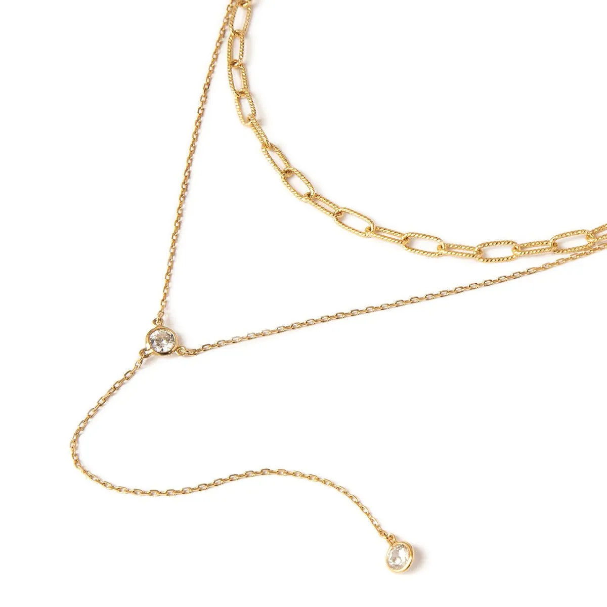 Link Chain Lariat Layered Duo