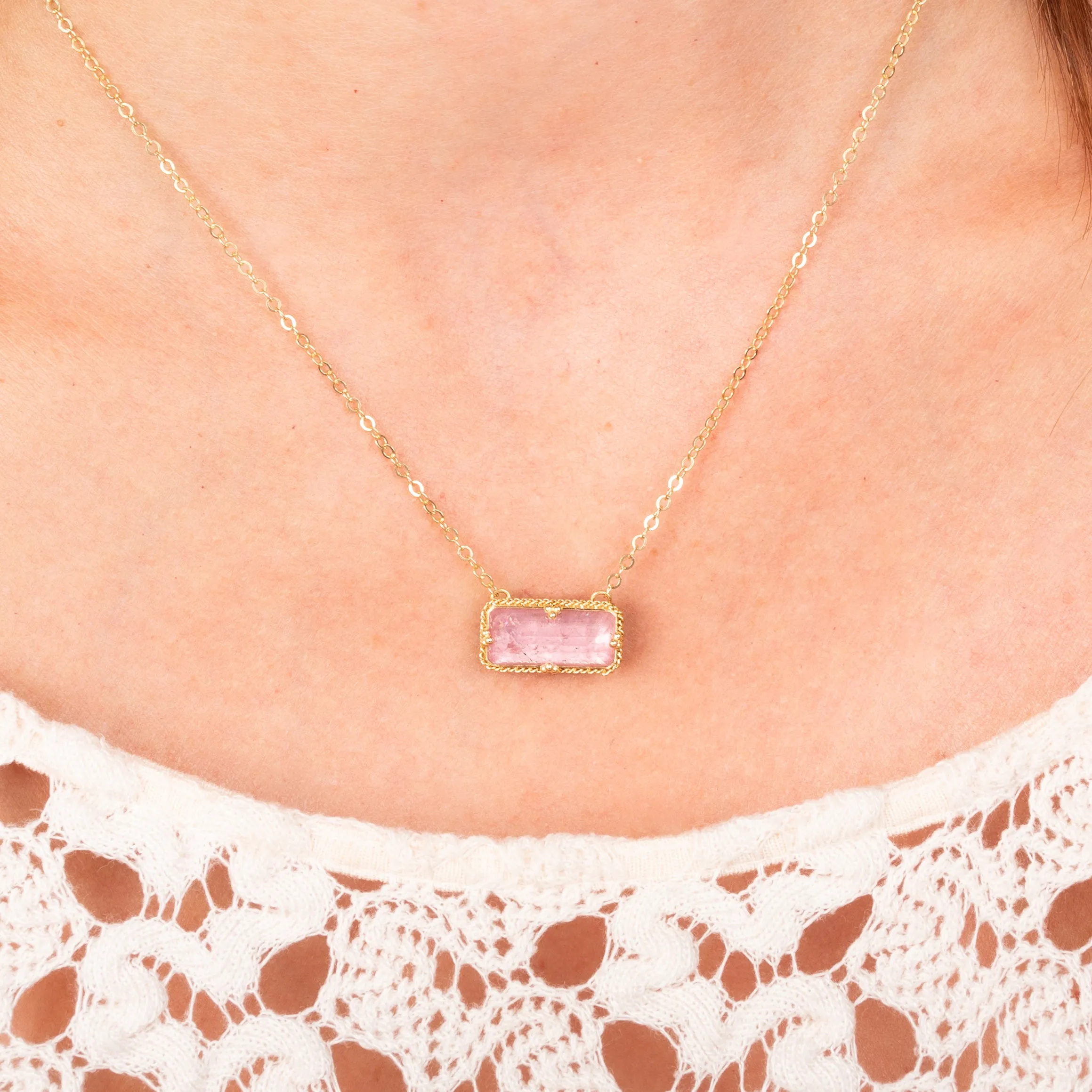 Morganite Landscape Necklace