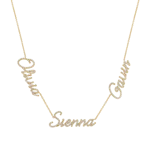 Multi Diamond Custom Script Name Necklace