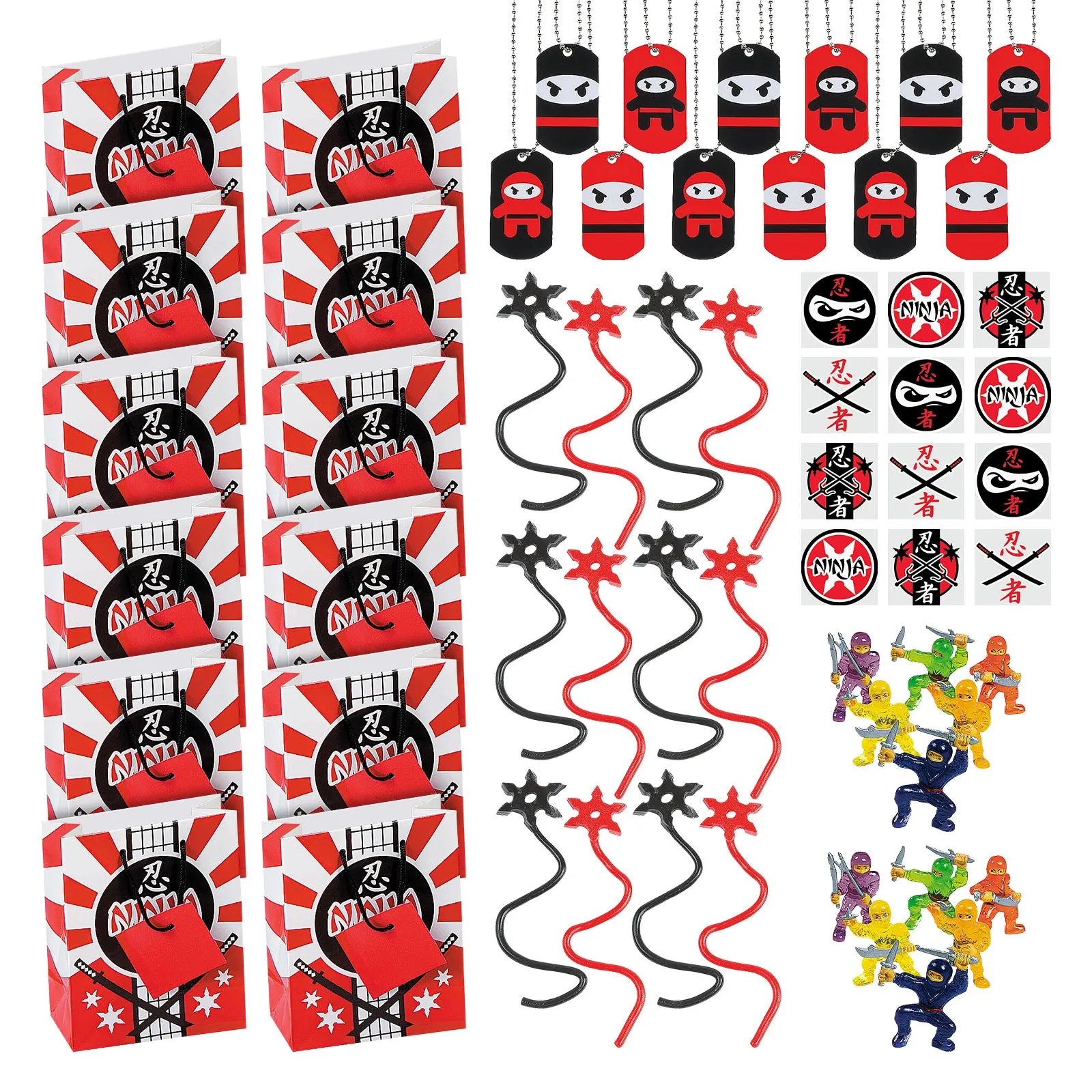 Ninja Favors Set - Favors for Ninja Theme Party (Serves 12)