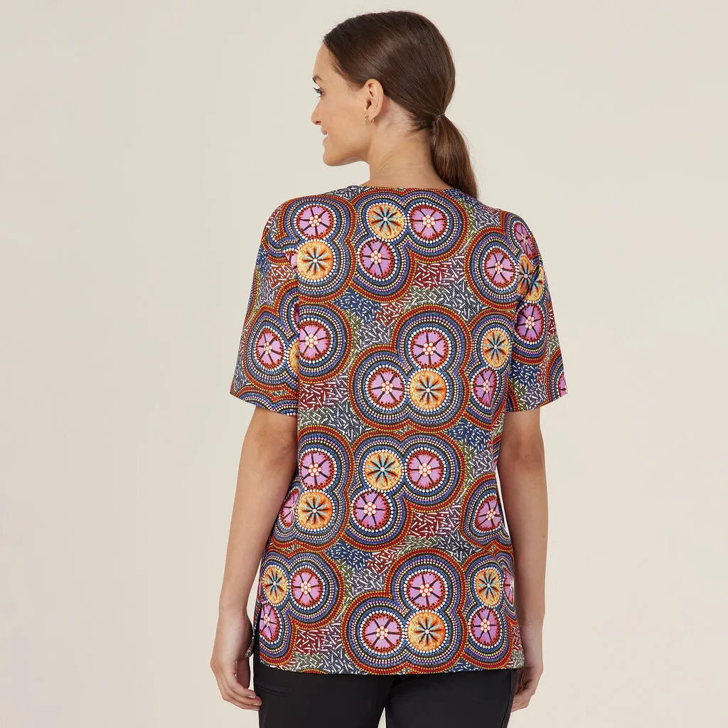 NNT Indigenous Unisex V Neck Scrub Top - Bush Tucker