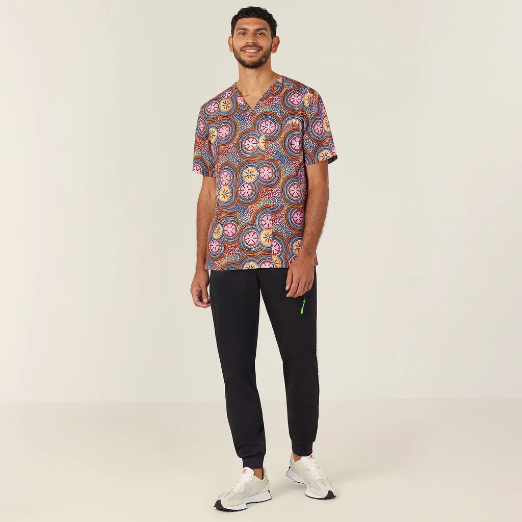 NNT Indigenous Unisex V Neck Scrub Top - Bush Tucker