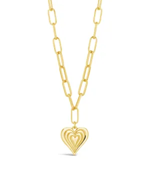 Paperclip Beating Heart Pendant Necklace