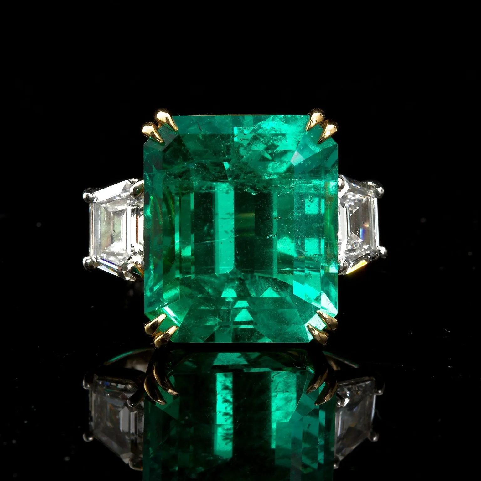 PATRICE Large Colombian Emerald Engagement Ring