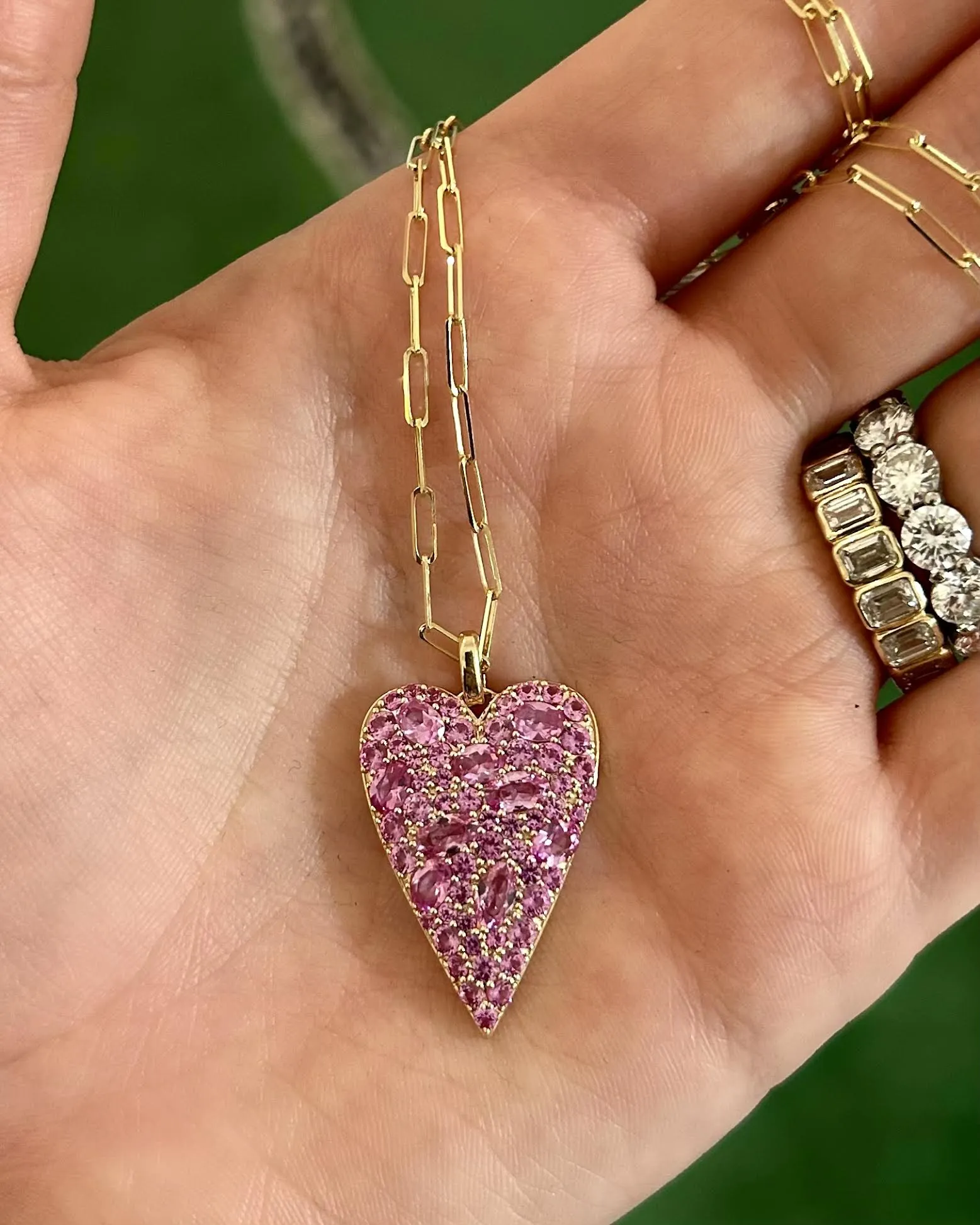 Pink Sapphire Heart Pendant