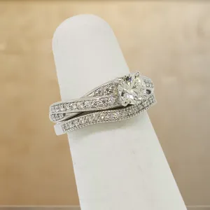 Platinum Diamond Wedding Set (.72CT Center) 1.14cttw Size 5 Preowned Jewelry