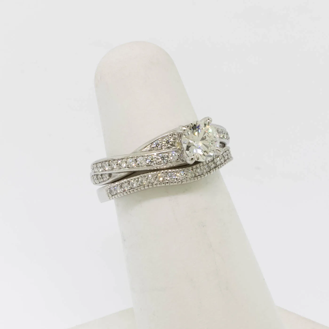 Platinum Diamond Wedding Set (.72CT Center) 1.14cttw Size 5 Preowned Jewelry