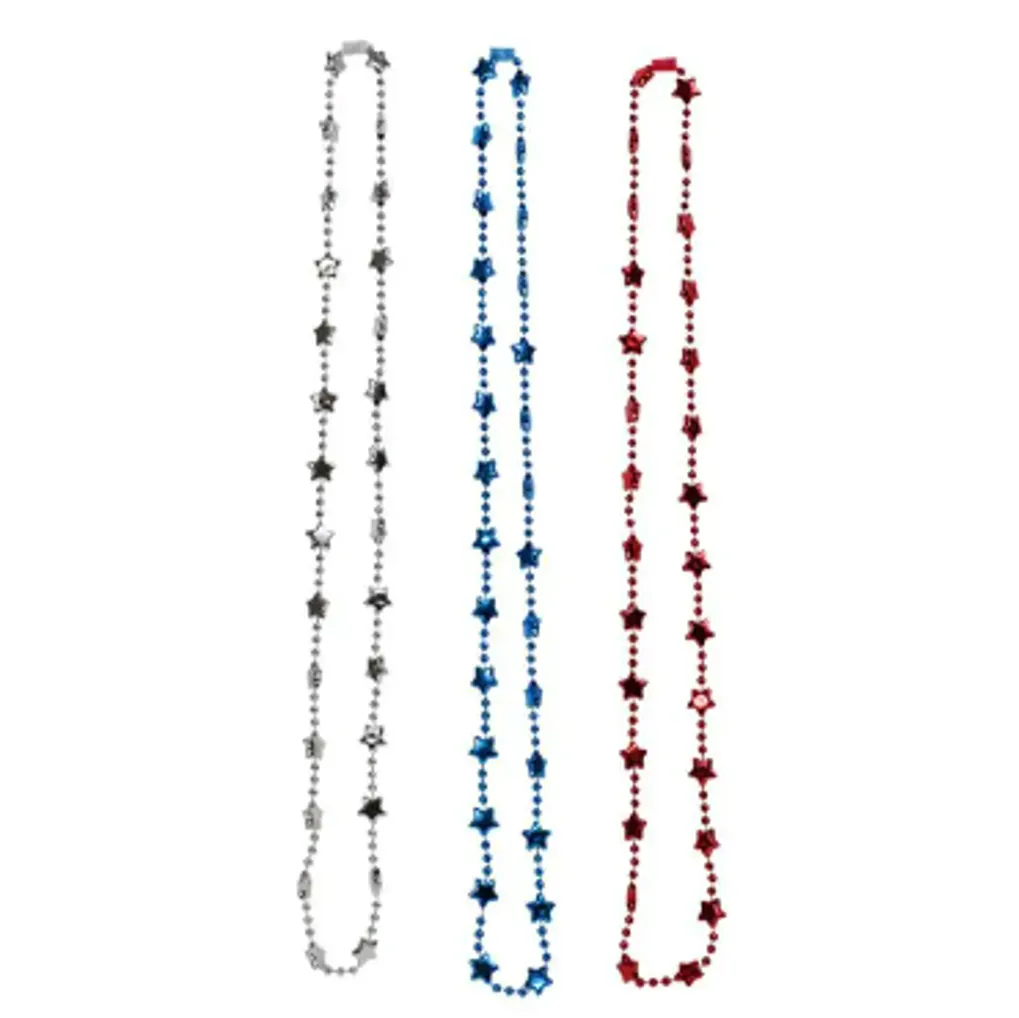 Red, Silver & Blue Bead Necklaces