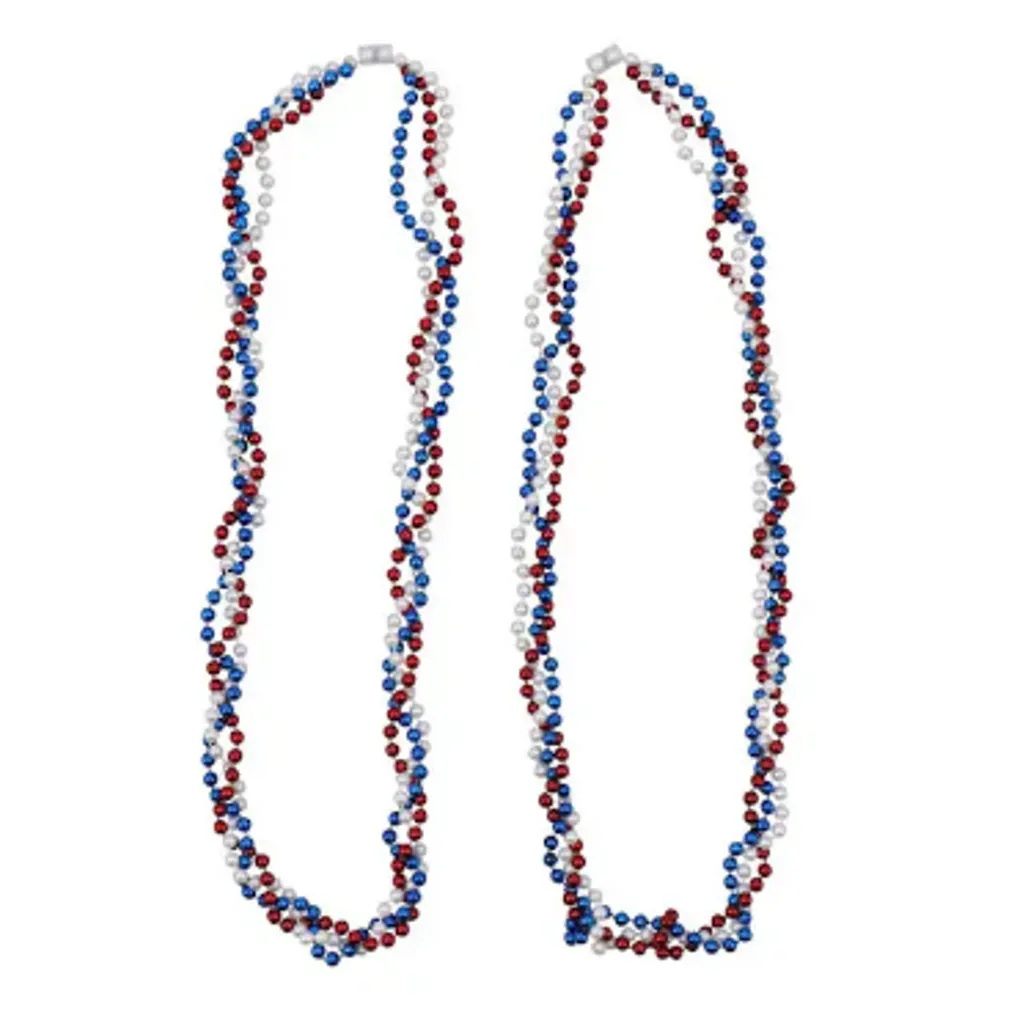 Red, Silver & Blue Bead Necklaces