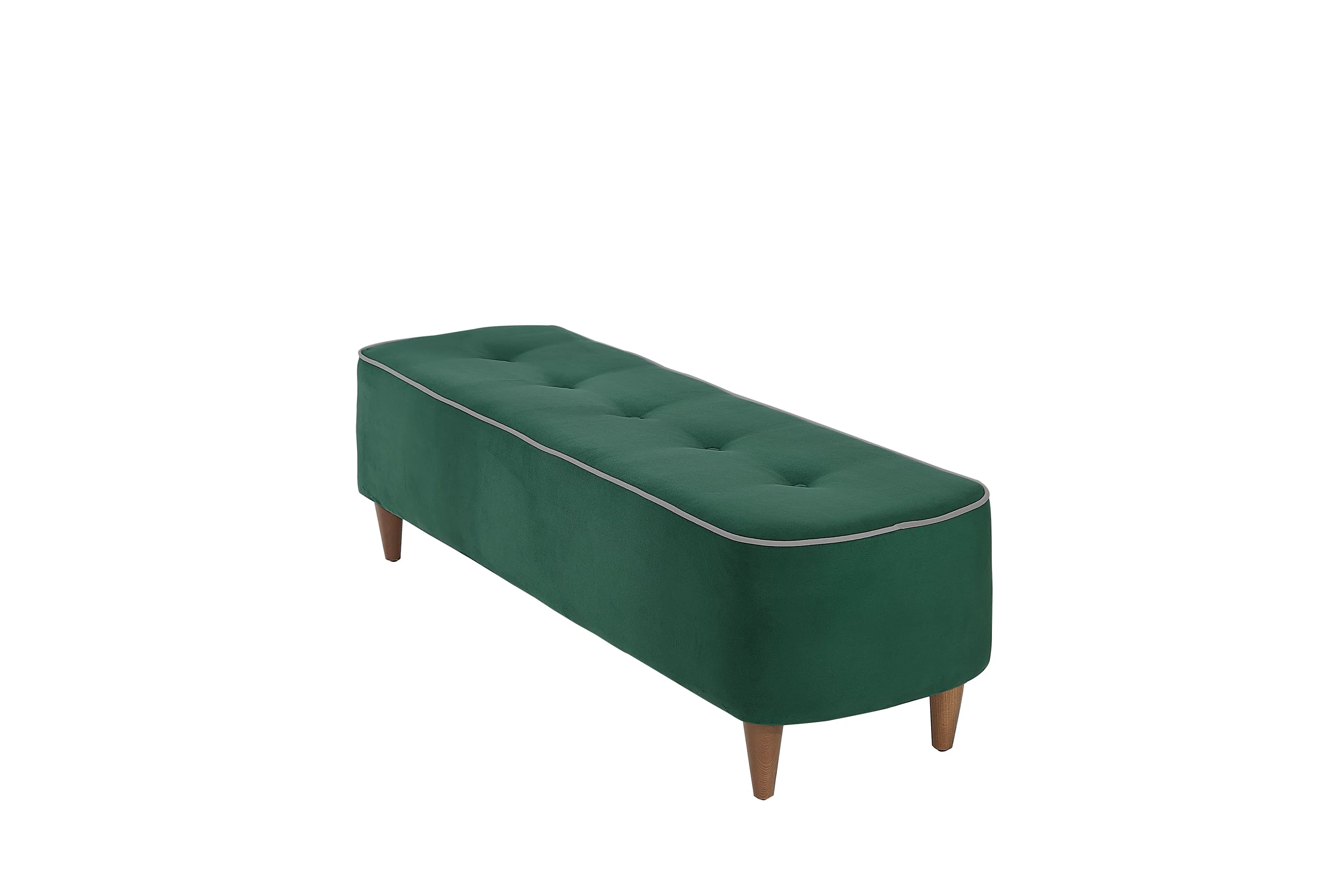 Rubeza Leo Designer Ottoman Bench - Super Emerald Green & White