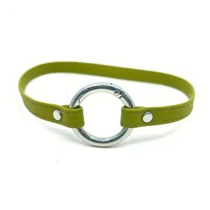 Sample Sale - Olive Green & Silver Sleek Ring of O Collar - 13.5"